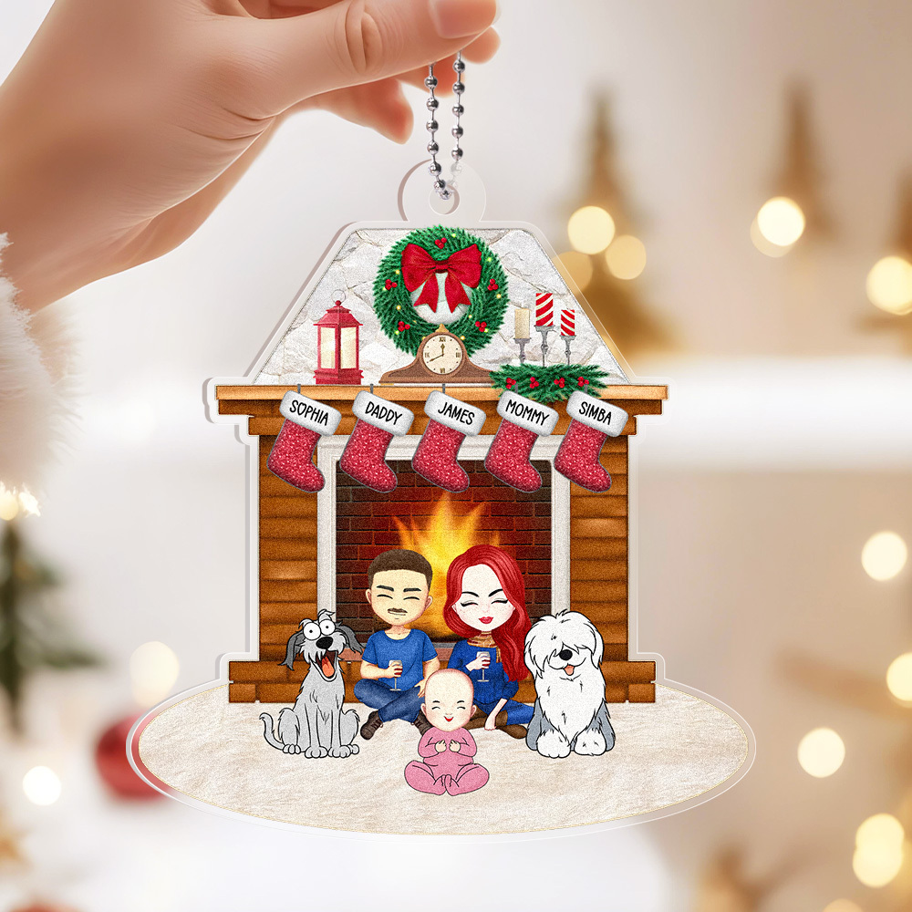 Personalized Family Cartoon Christmas Ornaments Custom Christmas Gifts with Names and Cartoon Characters - MyPhotoSocksAu