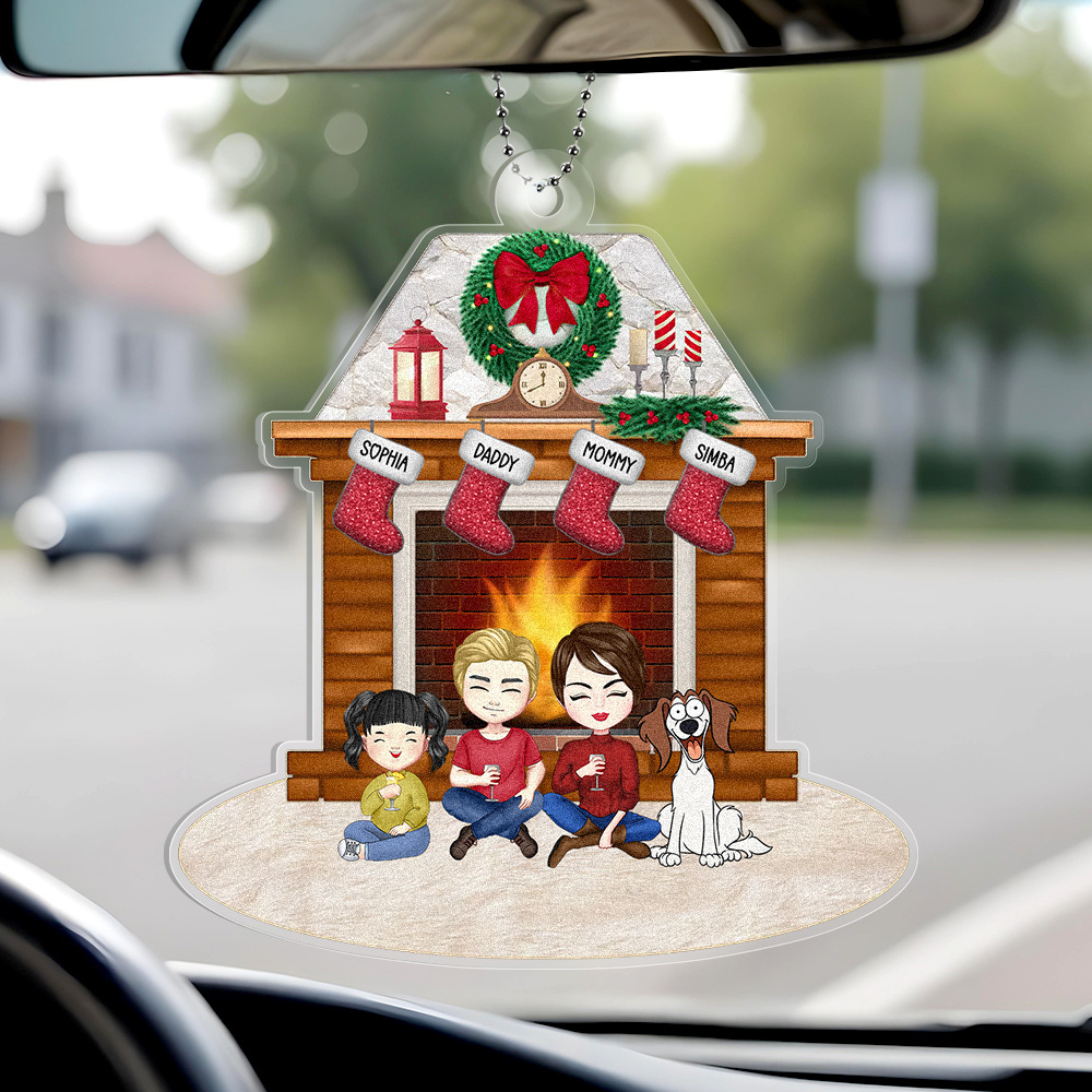 Personalized Family Cartoon Christmas Ornaments Custom Christmas Gifts with Names and Cartoon Characters - MyPhotoSocksAu