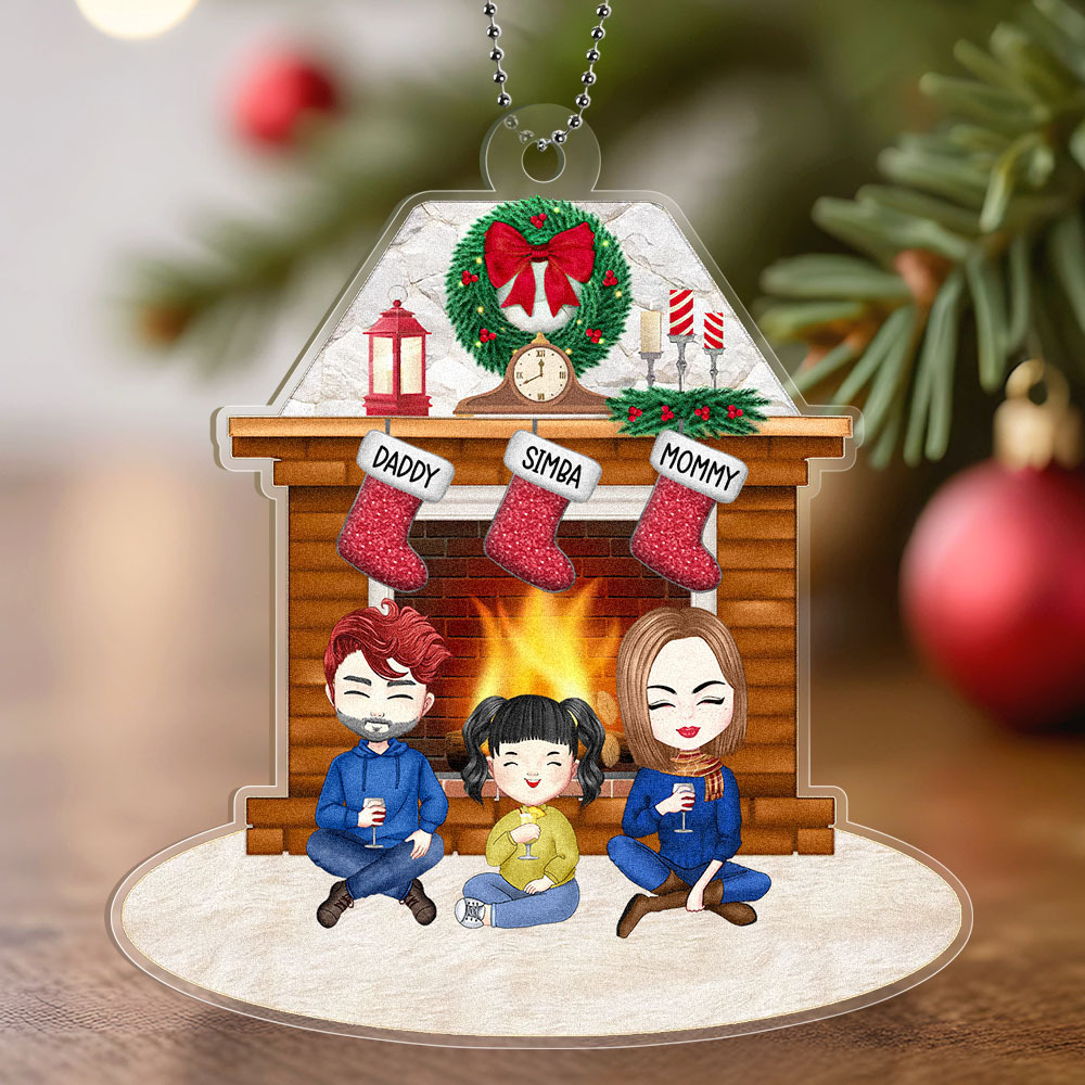 Personalized Family Cartoon Christmas Ornaments Custom Christmas Gifts with Names and Cartoon Characters - MyPhotoSocksAu