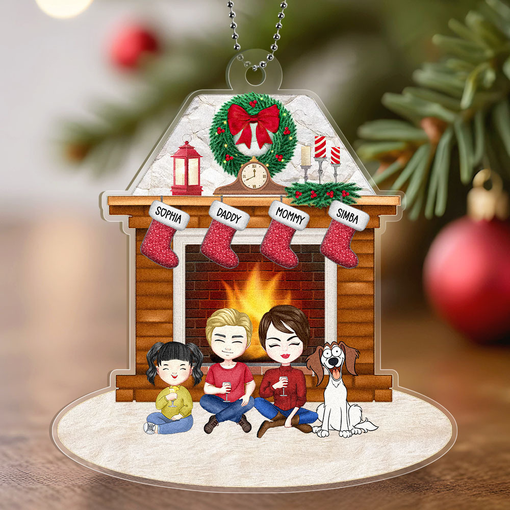 Personalized Family Cartoon Christmas Ornaments Custom Christmas Gifts with Names and Cartoon Characters - MyPhotoSocksAu