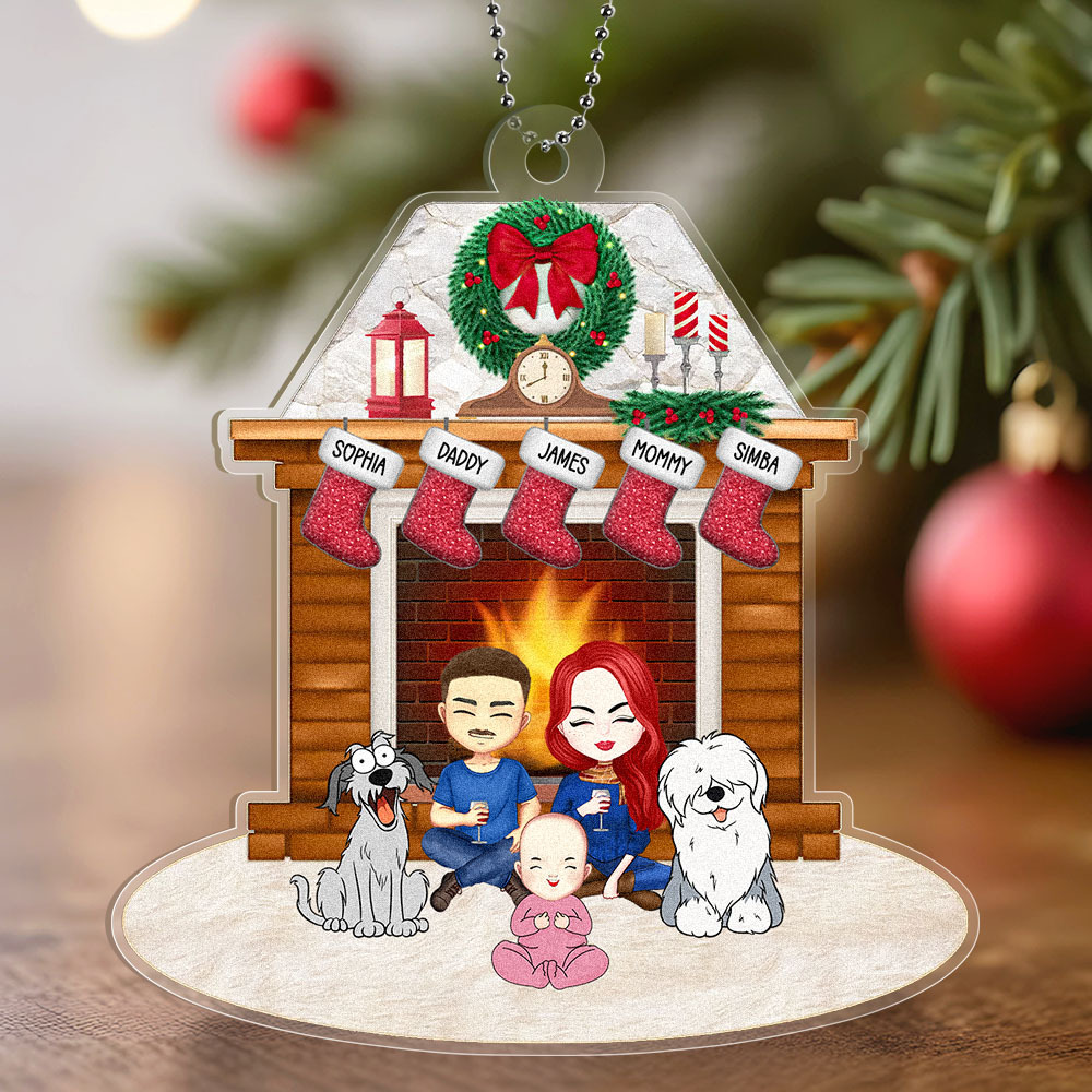 Personalized Family Cartoon Christmas Ornaments Custom Christmas Gifts with Names and Cartoon Characters - MyPhotoSocksAu