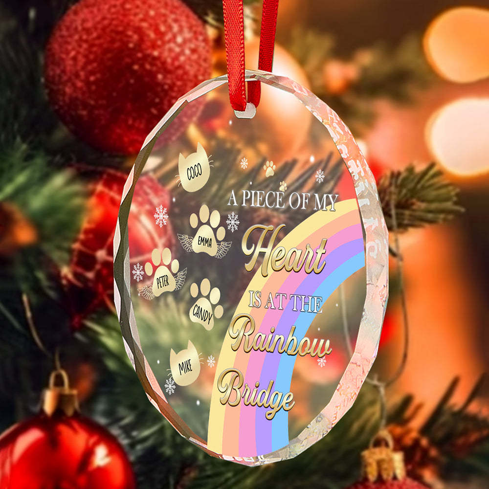 Personalized Memorial Ornament A Piece Of My Heart Is At The Rainbow Bridge Sympathy Gift for Pet Lovers - MyPhotoSocksAu