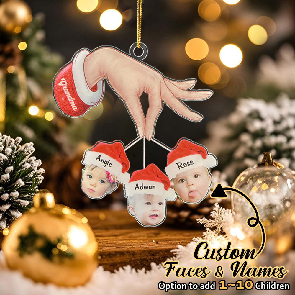 Personalized Grandma Grandkids Christmas Gift Custom Acrylic Funny Christmas Ornament Gifts - MyPhotoSocksAu