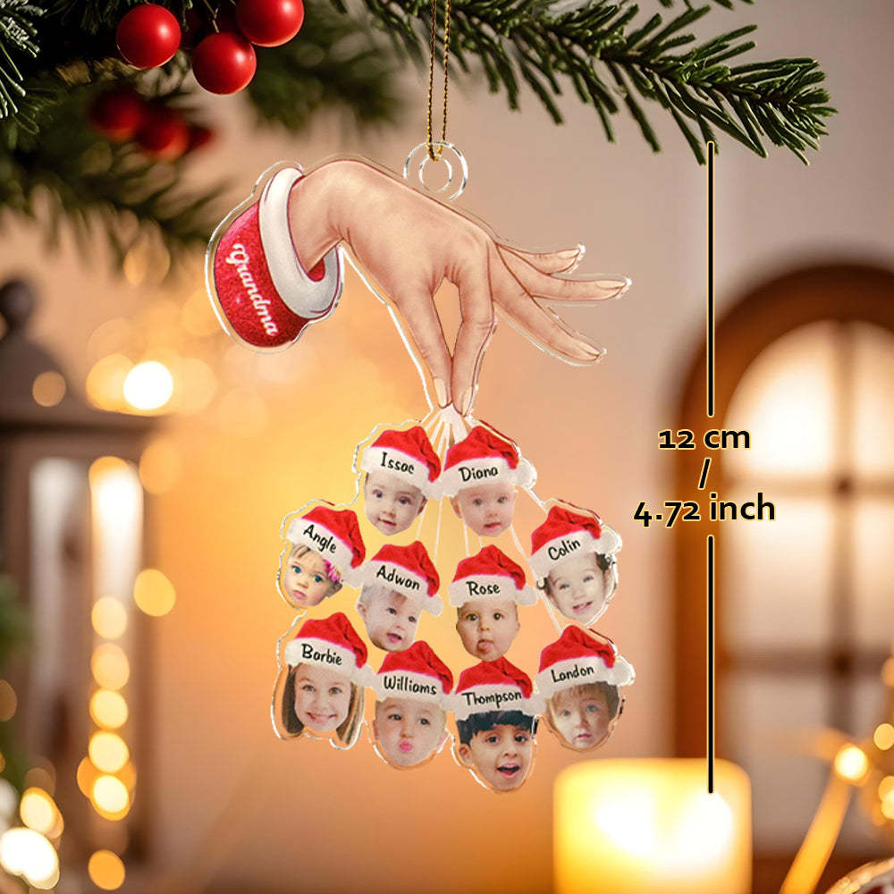 Personalized Grandma Grandkids Christmas Gift Custom Acrylic Funny Christmas Ornament Gifts - MyPhotoSocksAu