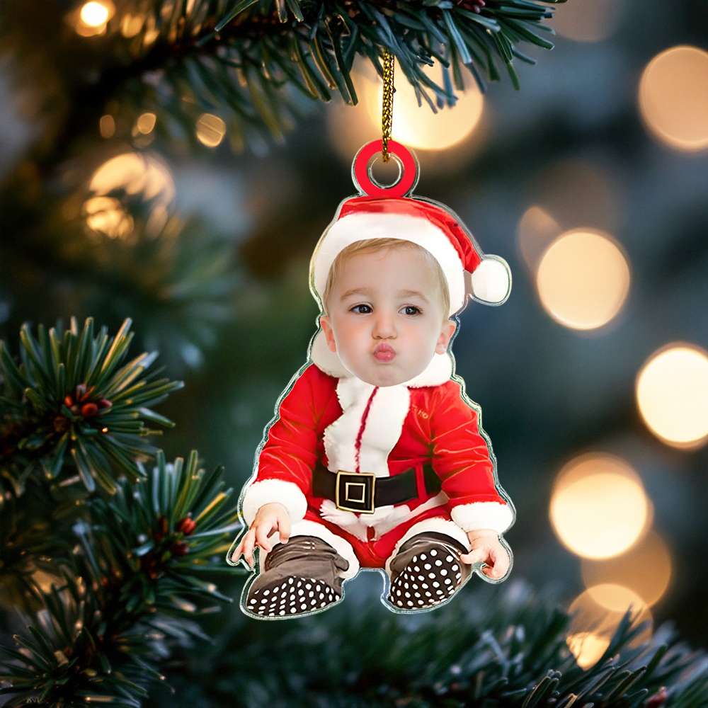 Personalized Photo Christmas Ornaments Acrylic Custom Baby Face Christmas Tree Ornaments Xmas Decoration Hanging Pendant Gifts - MyPhotoSocksAu