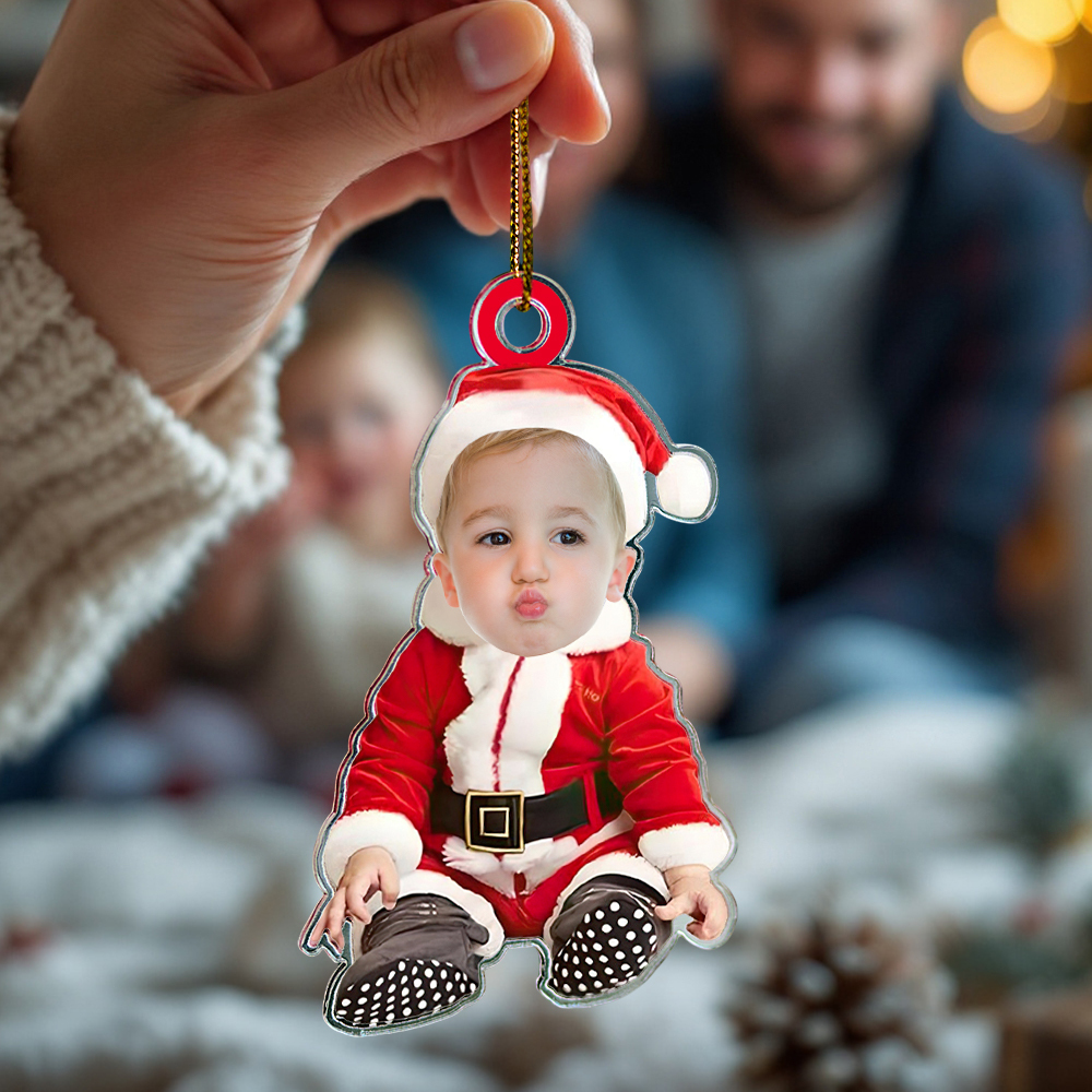 Personalized Photo Christmas Ornaments Acrylic Custom Baby Face Christmas Tree Ornaments Xmas Decoration Hanging Pendant Gifts - MyPhotoSocksAu