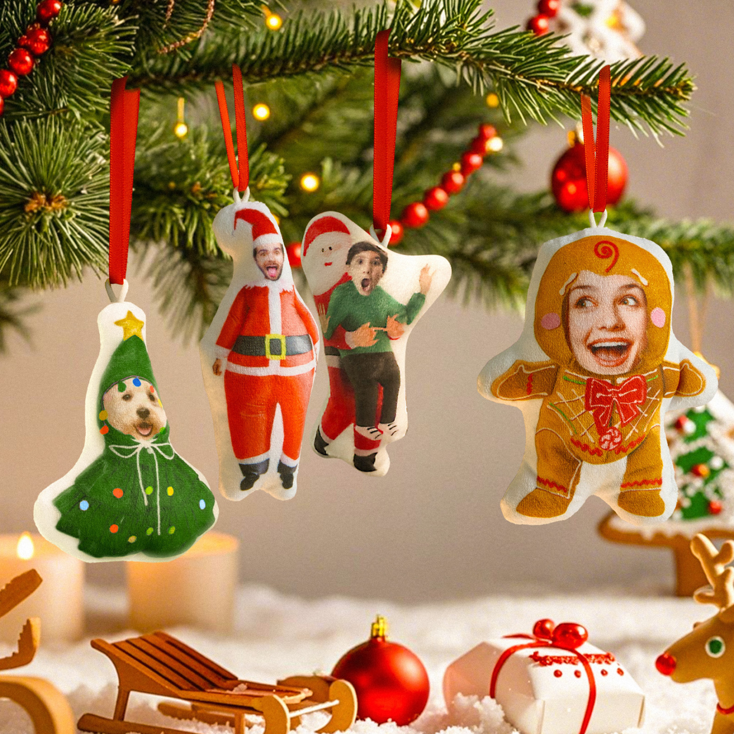 Personalized Photo Minime Christmas Tree Ornament Christmas Decorate Gift for Family for Pet Lover - MyPhotoSocksAu