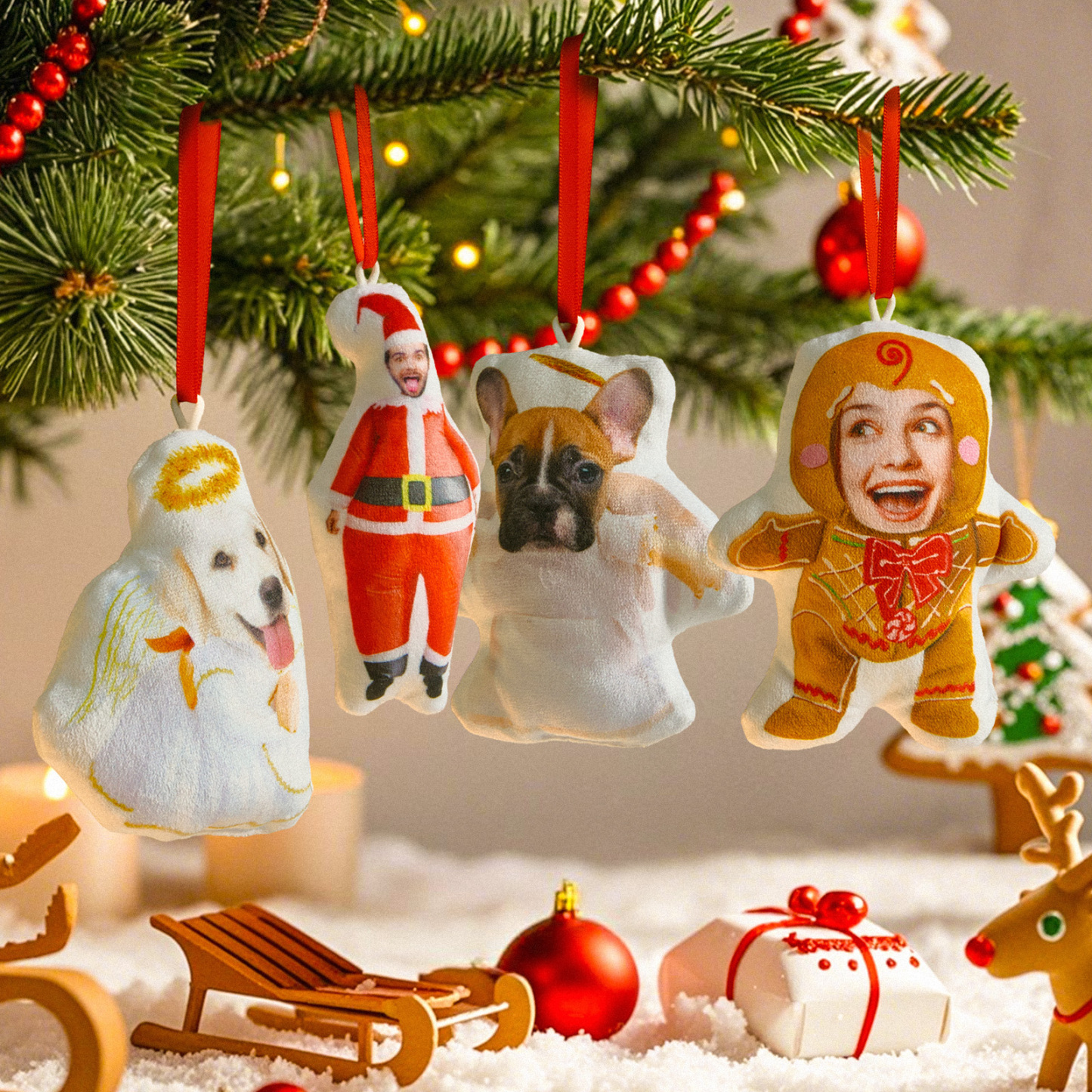Personalized Photo Minime Christmas Tree Ornament Christmas Decorate Gift for Family for Pet Lover - MyPhotoSocksAu