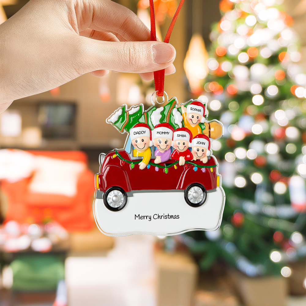 Personalized Cartoon Car Christmas Ornaments Custom Name Cartoon Cute Ornaments Merry Christmas - MyPhotoSocksAu