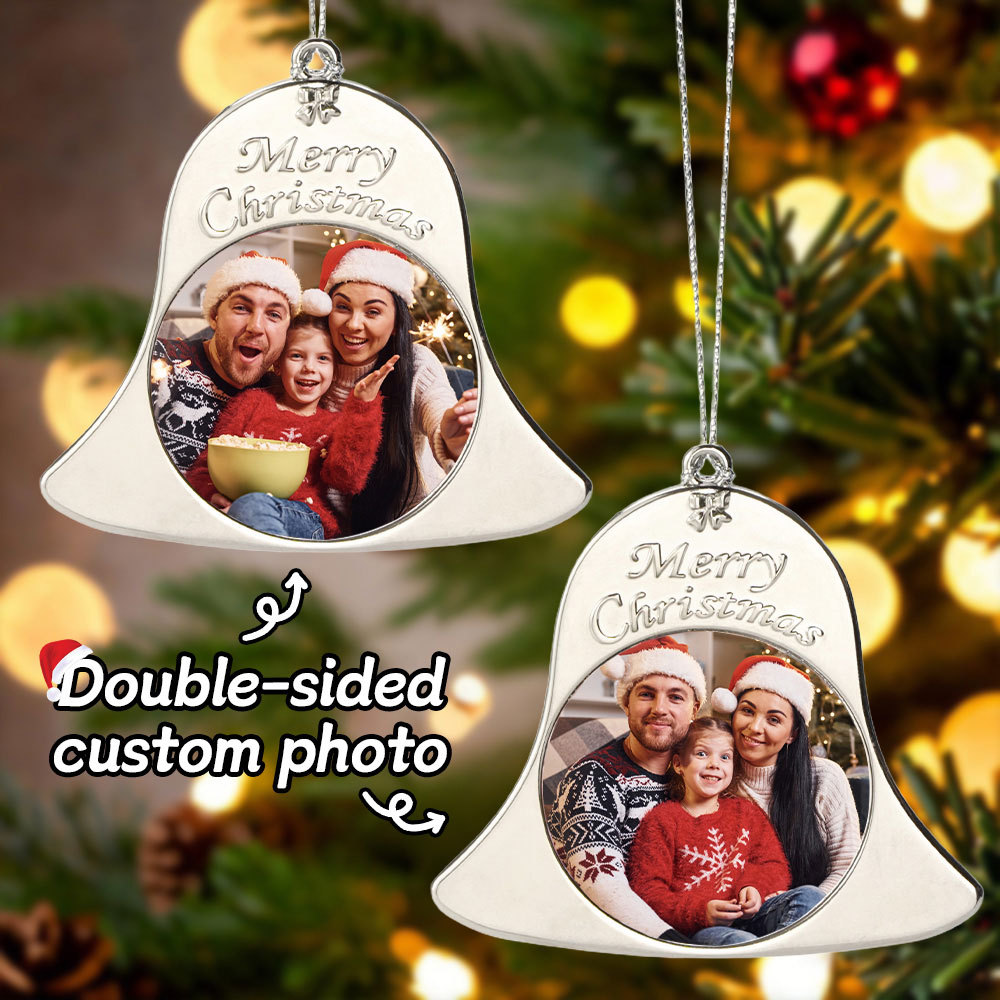 Personalized Photo Christmas Bell Ornaments Photo Decorations for Christmas Gifts - MyPhotoSocksAu