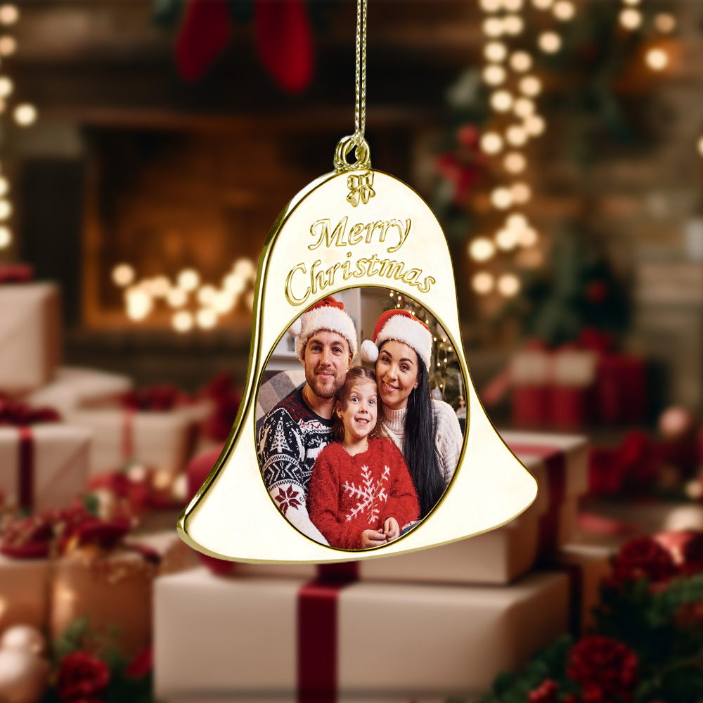 Personalized Photo Christmas Bell Ornaments Photo Decorations for Christmas Gifts - MyPhotoSocksAu