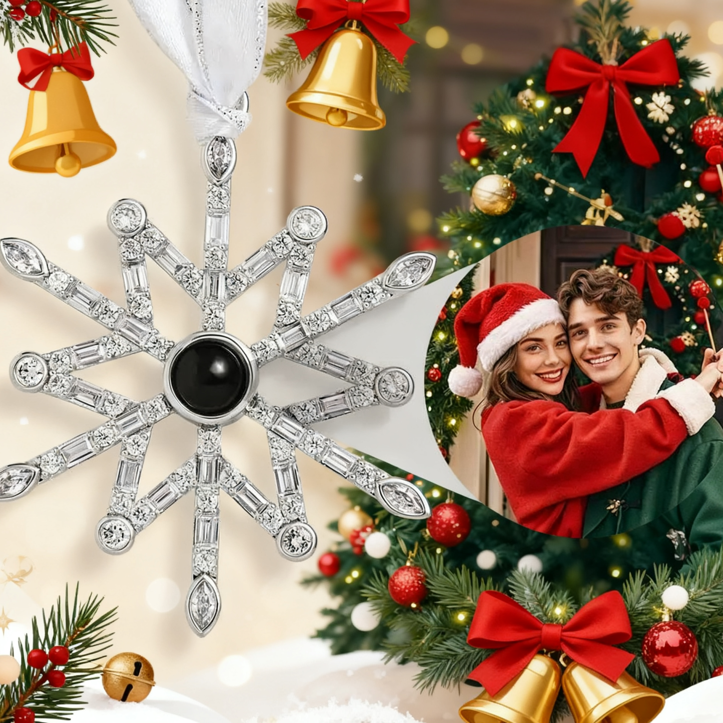 Personalized Projection Ornament Custom Photo Snowflake Christmas Ornament Gifts
