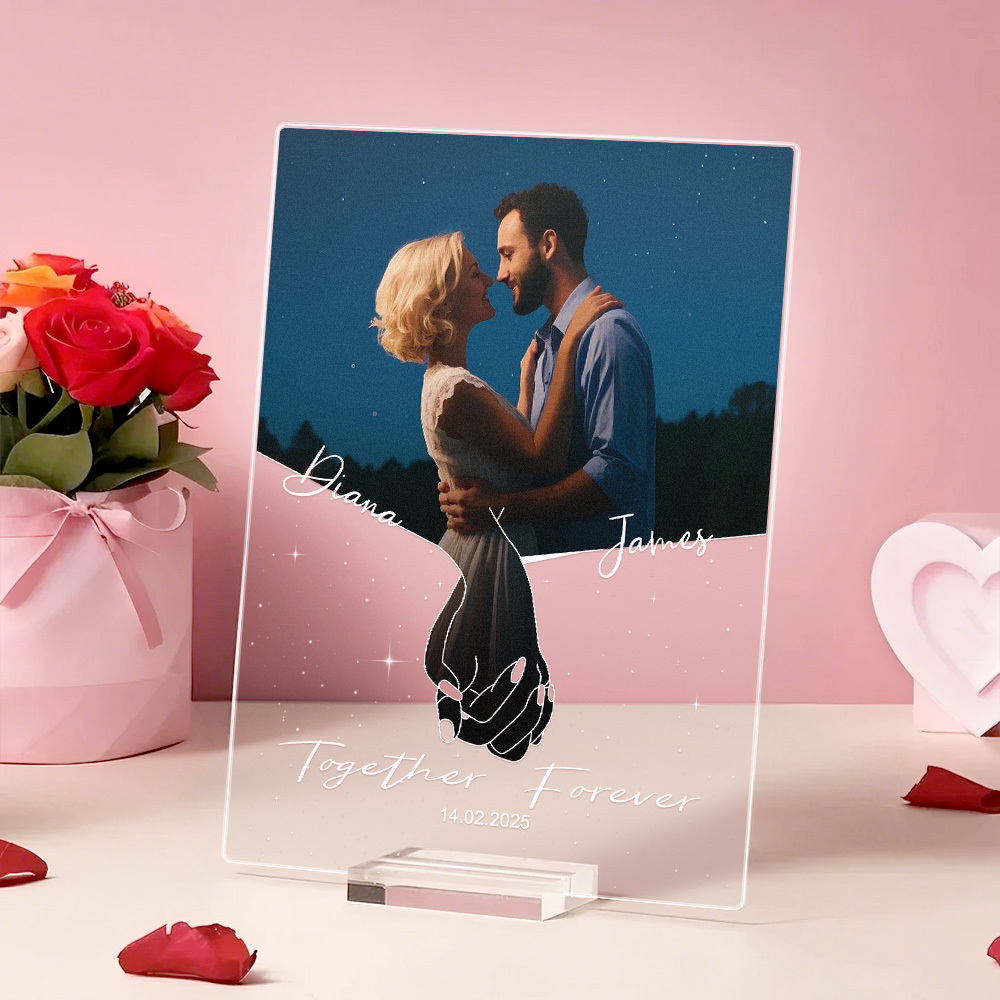 Personalized Photo Acrylic Plaque Anniversary Couples Holding Hands - MyPhotoSocksAu