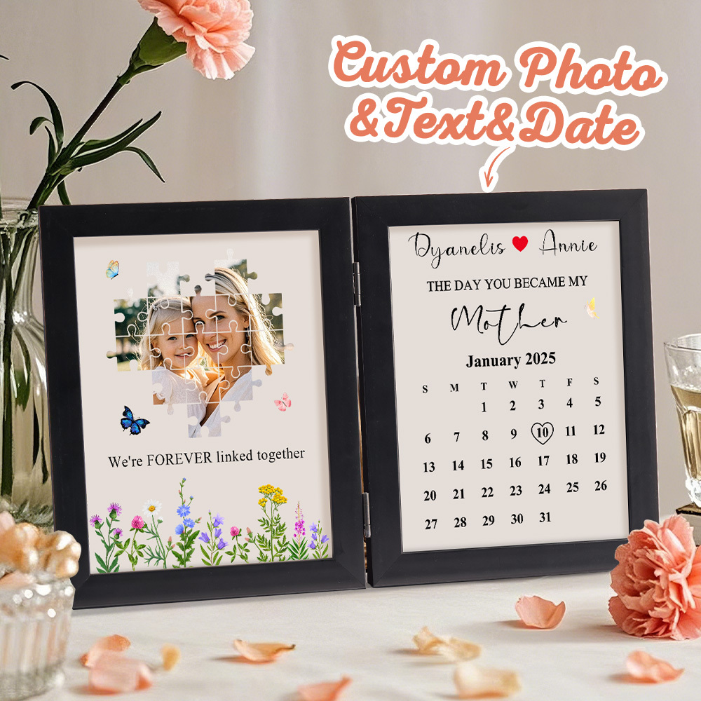 Personalized The Day You Became My Mother Puzzle Photo Frame We're Forever Linked Together Mothers Day Gift - MyPhotoSocksAu