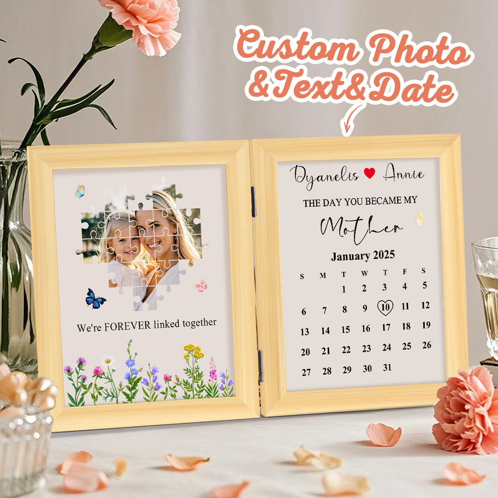 Personalized The Day You Became My Mother Puzzle Photo Frame We're Forever Linked Together Mothers Day Gift - MyPhotoSocksAu