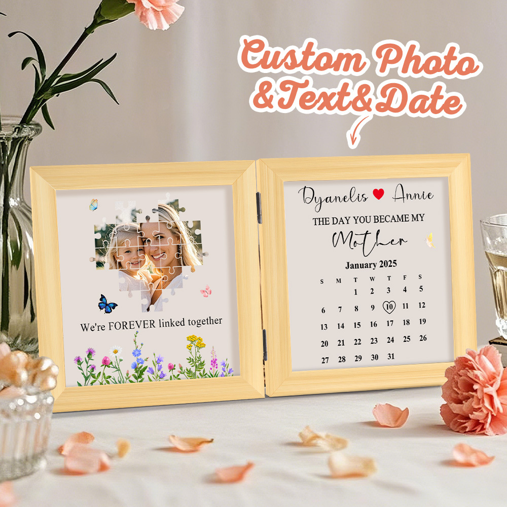 Personalized The Day You Became My Mother Puzzle Photo Frame We're Forever Linked Together Mothers Day Gift - MyPhotoSocksAu