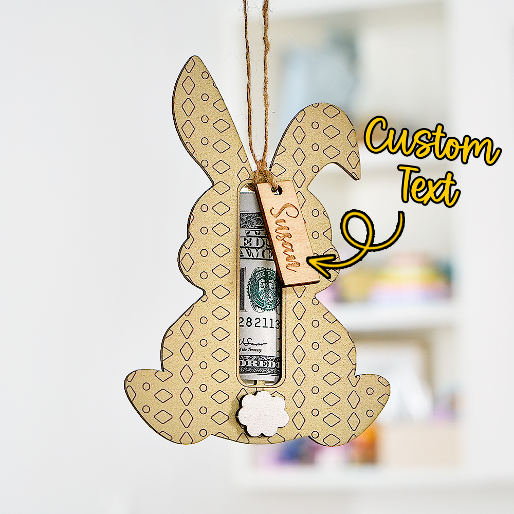 Custom Easter Bunny Money Holder Wood Creations Easter Basket Tag - MyPhotoSocksAu