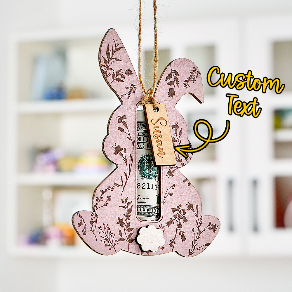 Custom Easter Bunny Money Holder Wood Creations Easter Basket Tag - MyPhotoSocksAu