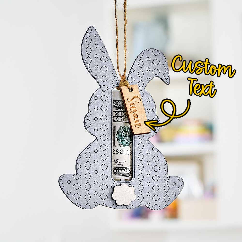 Custom Easter Bunny Money Holder Wood Creations Easter Basket Tag - MyPhotoSocksAu