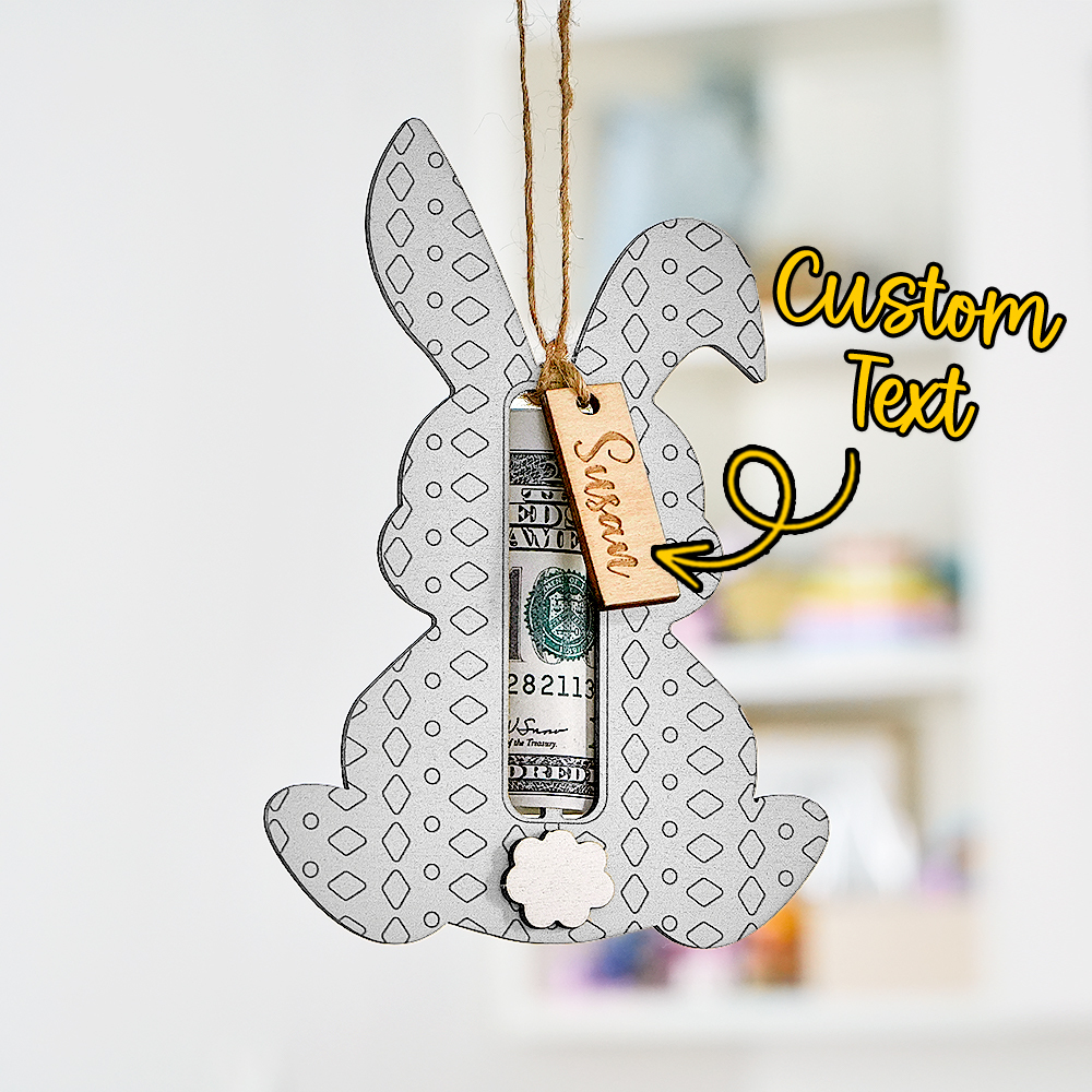 Custom Easter Bunny Money Holder Wood Creations Easter Basket Tag - MyPhotoSocksAu