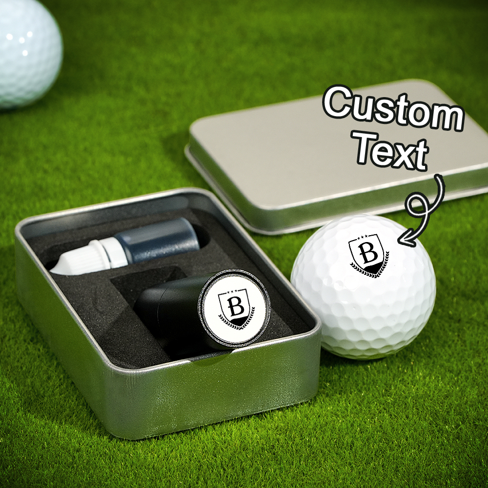 Personalized Monogrammed Initial Golf Ball Stamp with Metal Storage Box Birthday Father's Day Gift for Golf Player - MyPhotoSocksAu