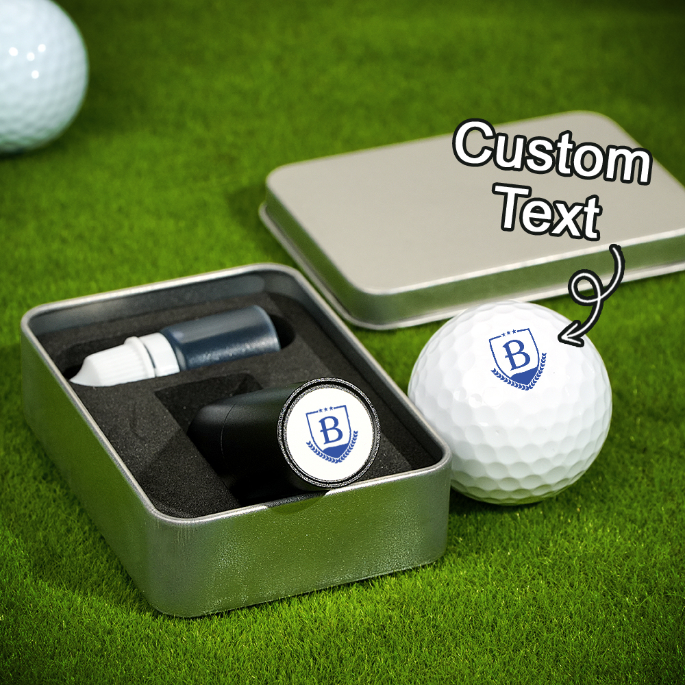 Personalized Monogrammed Initial Golf Ball Stamp with Metal Storage Box Birthday Father's Day Gift for Golf Player - MyPhotoSocksAu