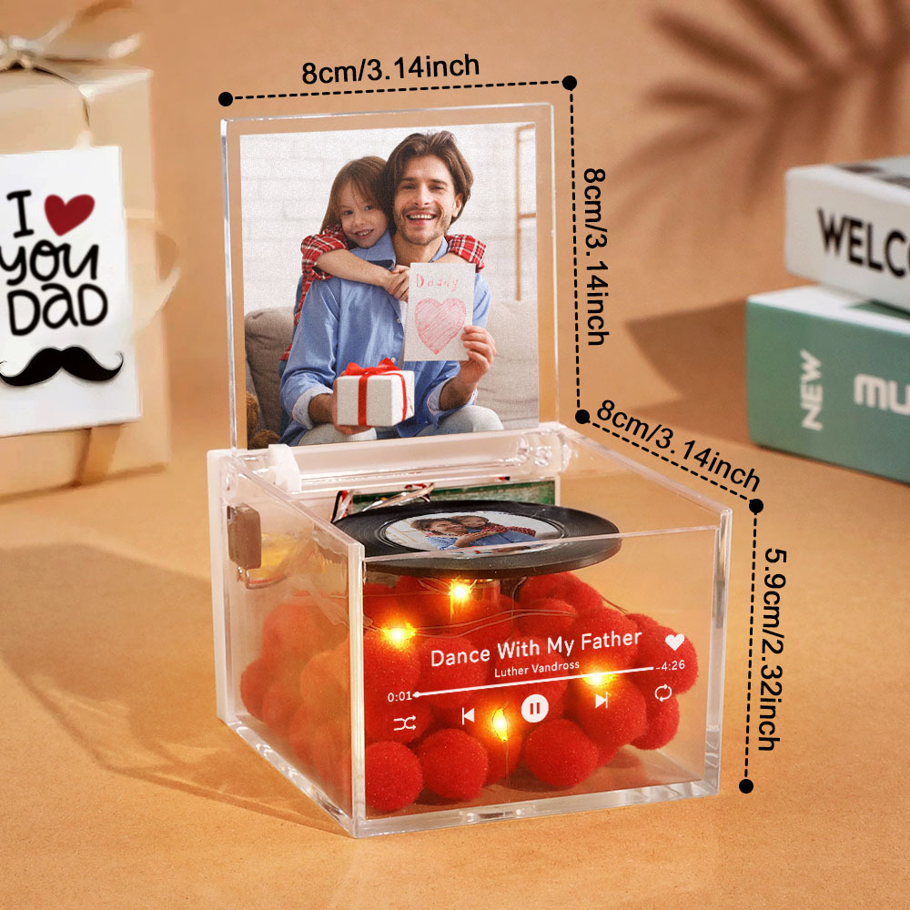 The Best Dad Ever Fist Bump Custom Mini Vinyl Record Player Automatic Music Player Personalized Gifr For Pops On Father's Day - MyPhotoSocksAu