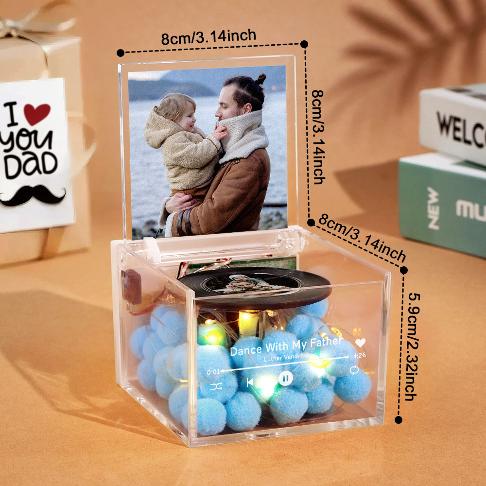 The Best Dad Ever Fist Bump Custom Mini Vinyl Record Player Automatic Music Player Personalized Gifr For Pops On Father's Day - MyPhotoSocksAu