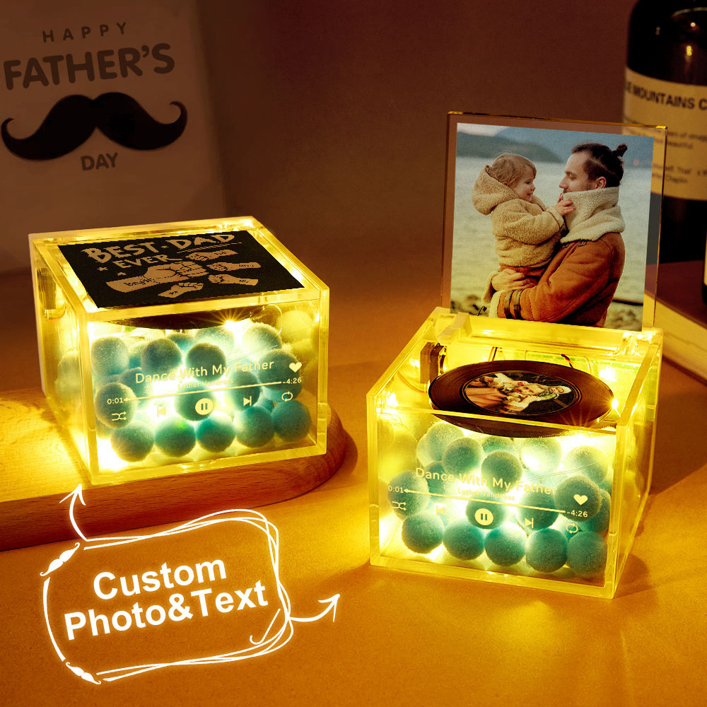 The Best Dad Ever Fist Bump Custom Mini Vinyl Record Player Automatic Music Player Personalized Gifr For Pops On Father's Day - MyPhotoSocksAu