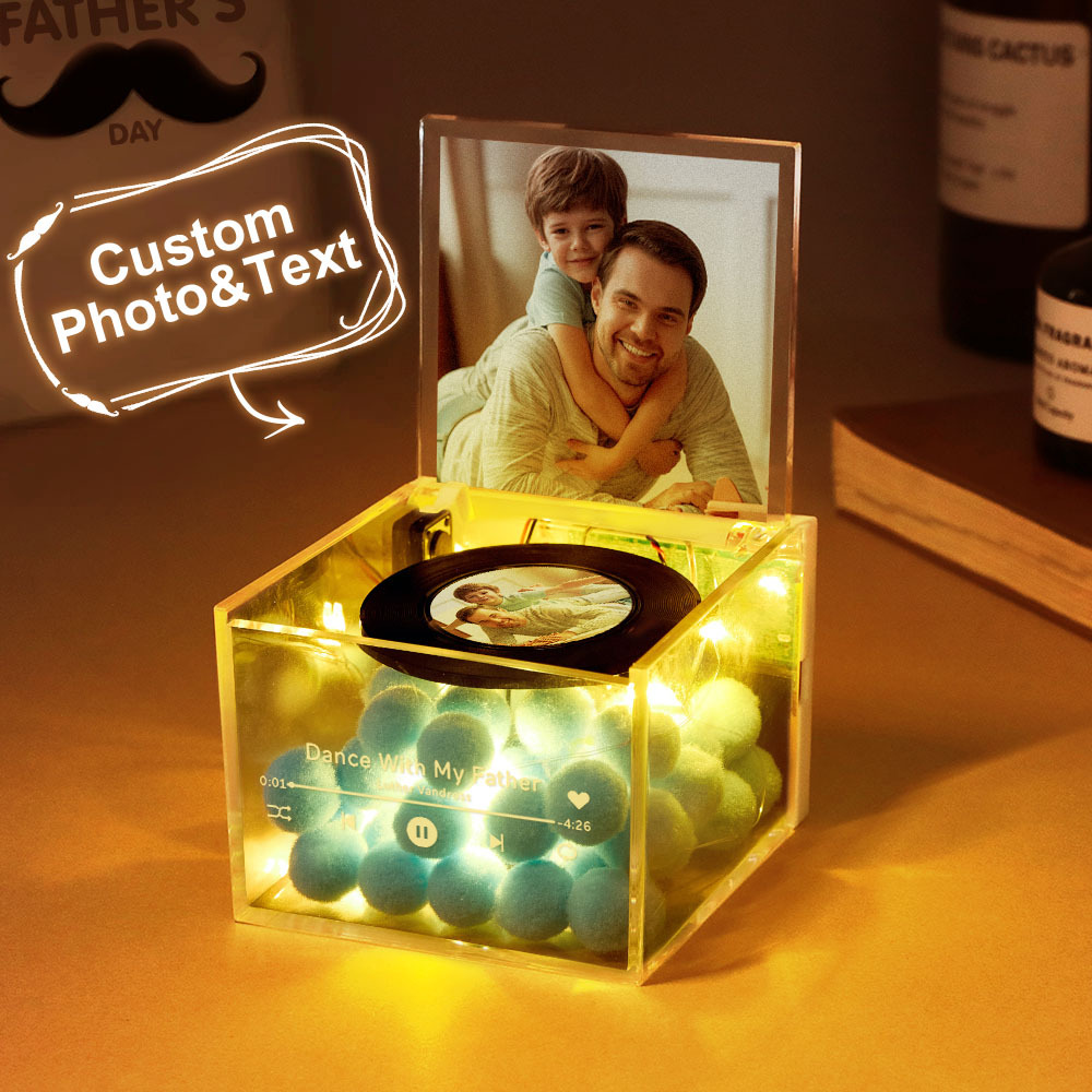 Custom Mini Vinyl Record Player Automatic Music Player Multiple Photos Style Custom Photo For Dad On Father's Day - MyPhotoSocksAu