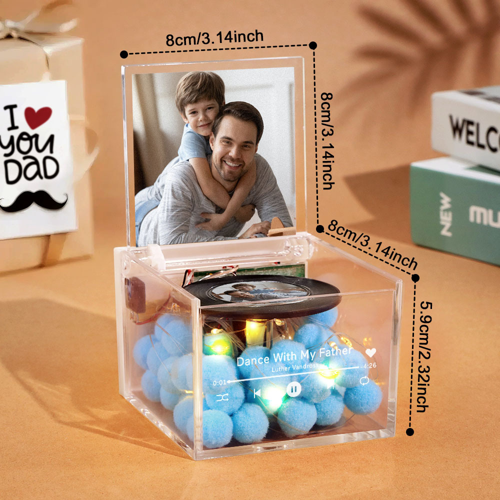 Custom Mini Vinyl Record Player Automatic Music Player Multiple Photos Style Custom Photo For Dad On Father's Day - MyPhotoSocksAu