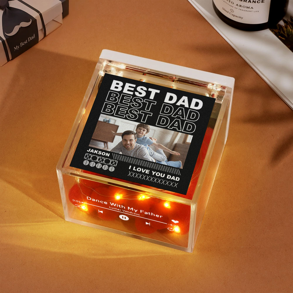 Custom Mini Vinyl Record Player Automatic Music Player Multiple Photos Style Custom Photo For Dad On Father's Day - MyPhotoSocksAu