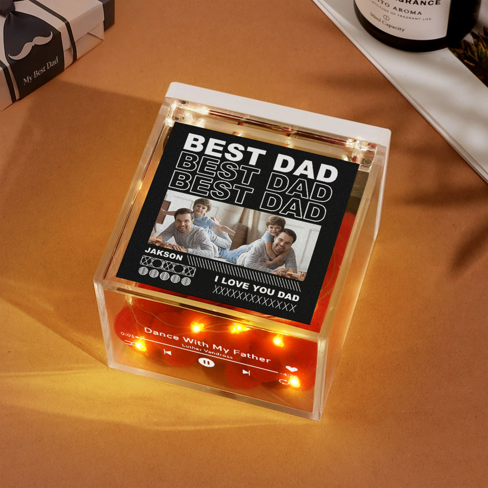 Custom Mini Vinyl Record Player Automatic Music Player Multiple Photos Style Custom Photo For Dad On Father's Day - MyPhotoSocksAu