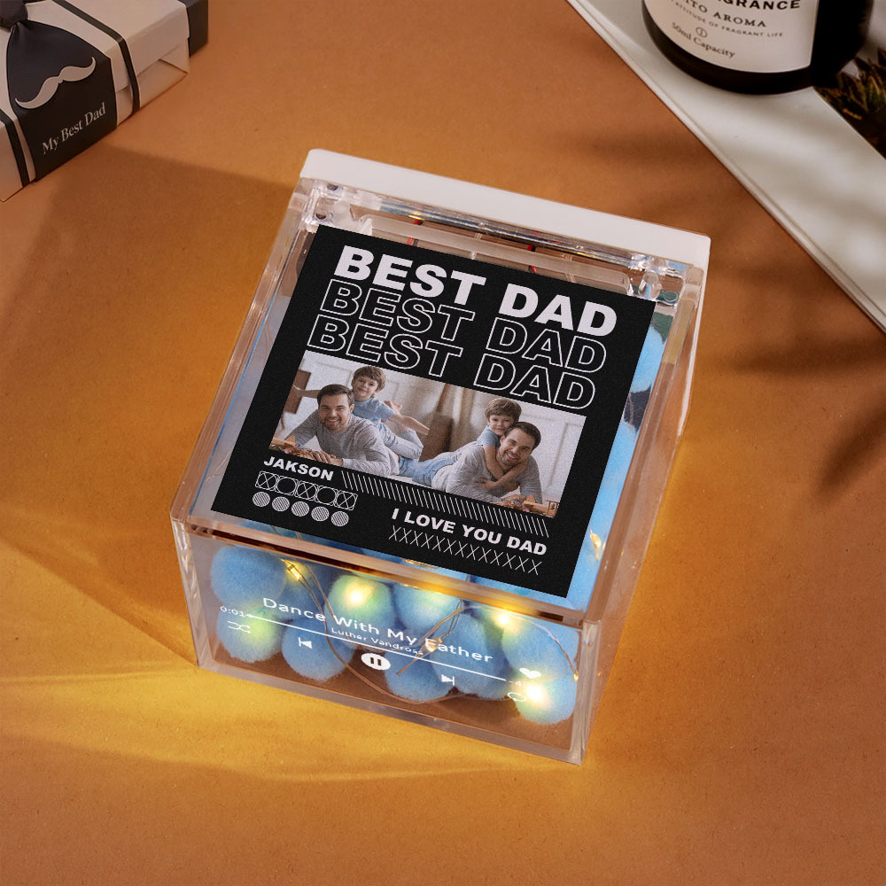 Custom Mini Vinyl Record Player Automatic Music Player Multiple Photos Style Custom Photo For Dad On Father's Day - MyPhotoSocksAu