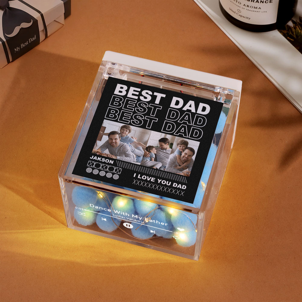 Custom Mini Vinyl Record Player Automatic Music Player Multiple Photos Style Custom Photo For Dad On Father's Day - MyPhotoSocksAu