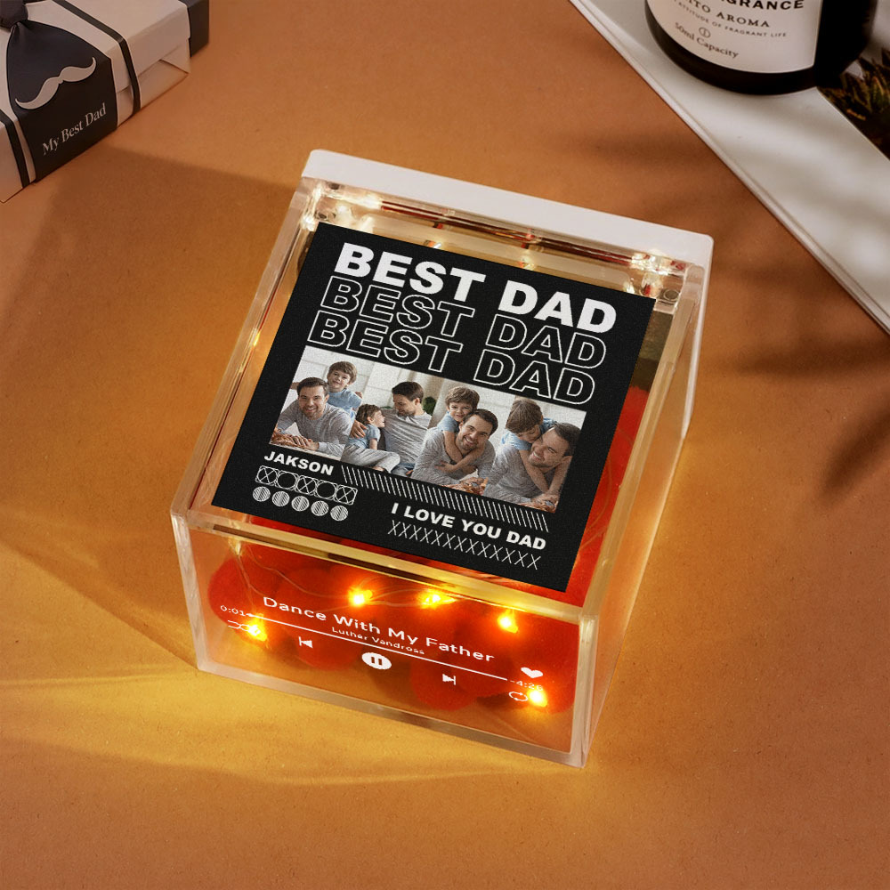 Custom Mini Vinyl Record Player Automatic Music Player Multiple Photos Style Custom Photo For Dad On Father's Day - MyPhotoSocksAu