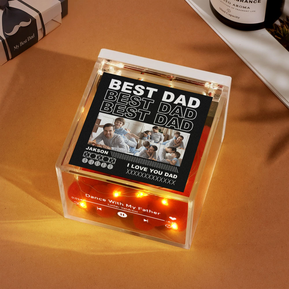 Custom Mini Vinyl Record Player Automatic Music Player Multiple Photos Style Custom Photo For Dad On Father's Day - MyPhotoSocksAu