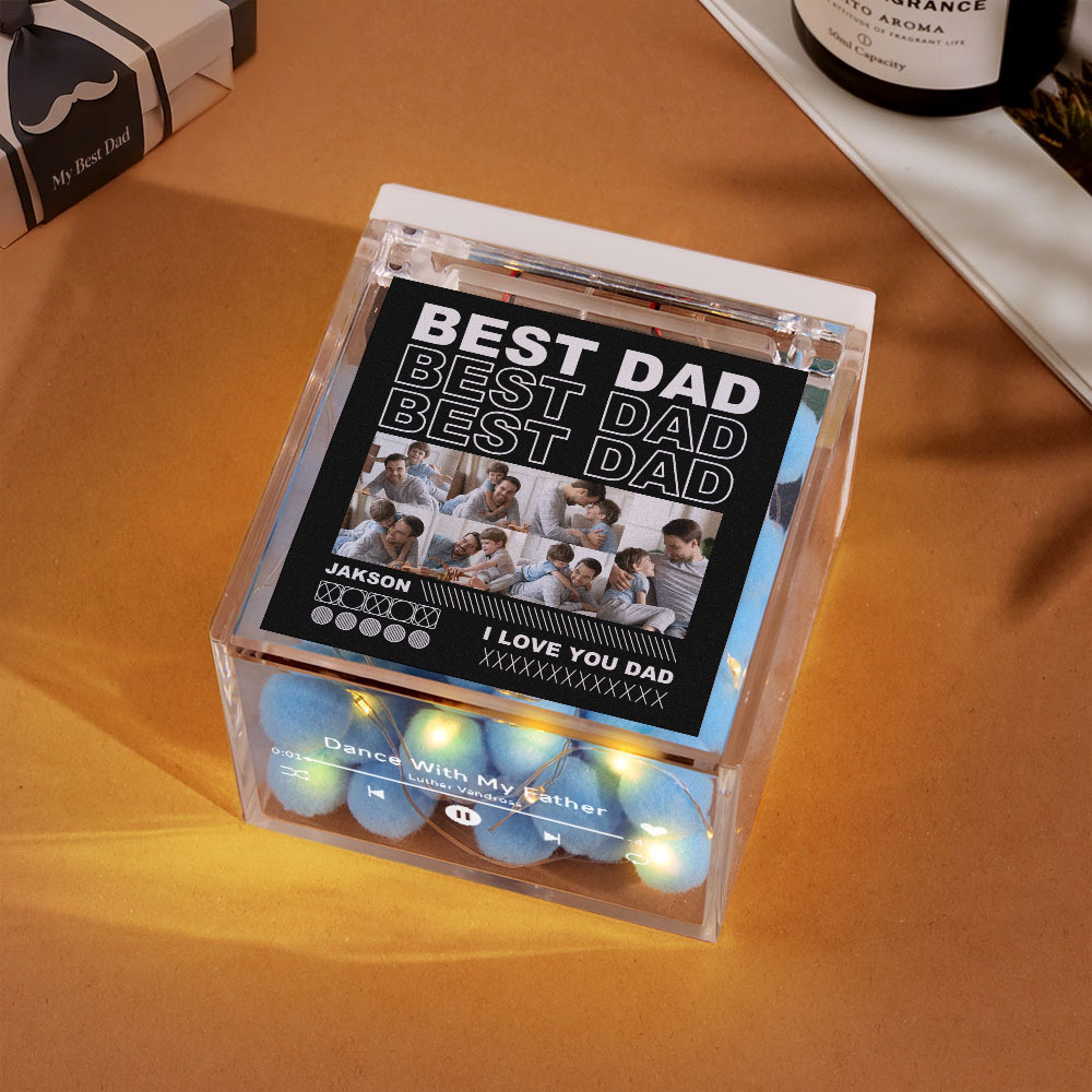 Custom Mini Vinyl Record Player Automatic Music Player Multiple Photos Style Custom Photo For Dad On Father's Day - MyPhotoSocksAu