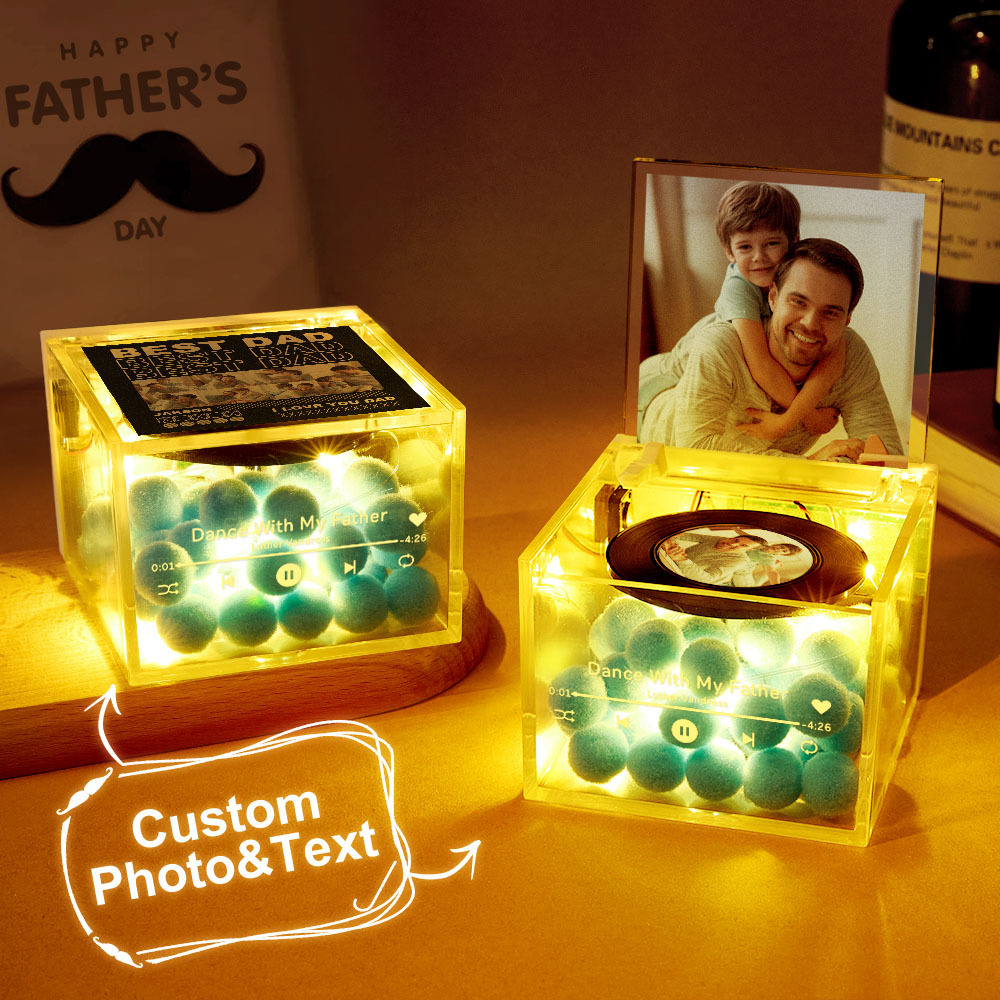 Custom Mini Vinyl Record Player Automatic Music Player Multiple Photos Style Custom Photo For Dad On Father's Day - MyPhotoSocksAu