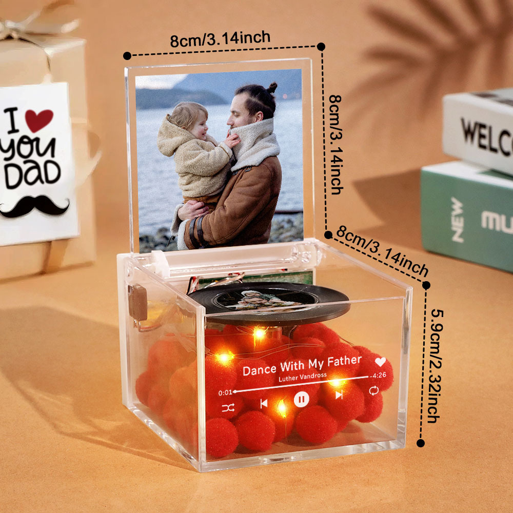 Custom Mini Vinyl Record Player Automatic Music Player Golden Silver Moon Phase Style Best Dad Ever Style For Father's Day - MyPhotoSocksAu