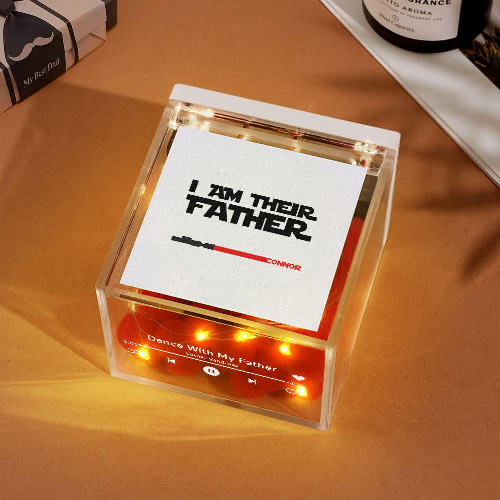 Personalized Light Saber Mini Vinyl Record Player I Am Their Father Acrylic Custom Automatic Music Player Gift for Dad On Father's Day - MyPhotoSocksAu