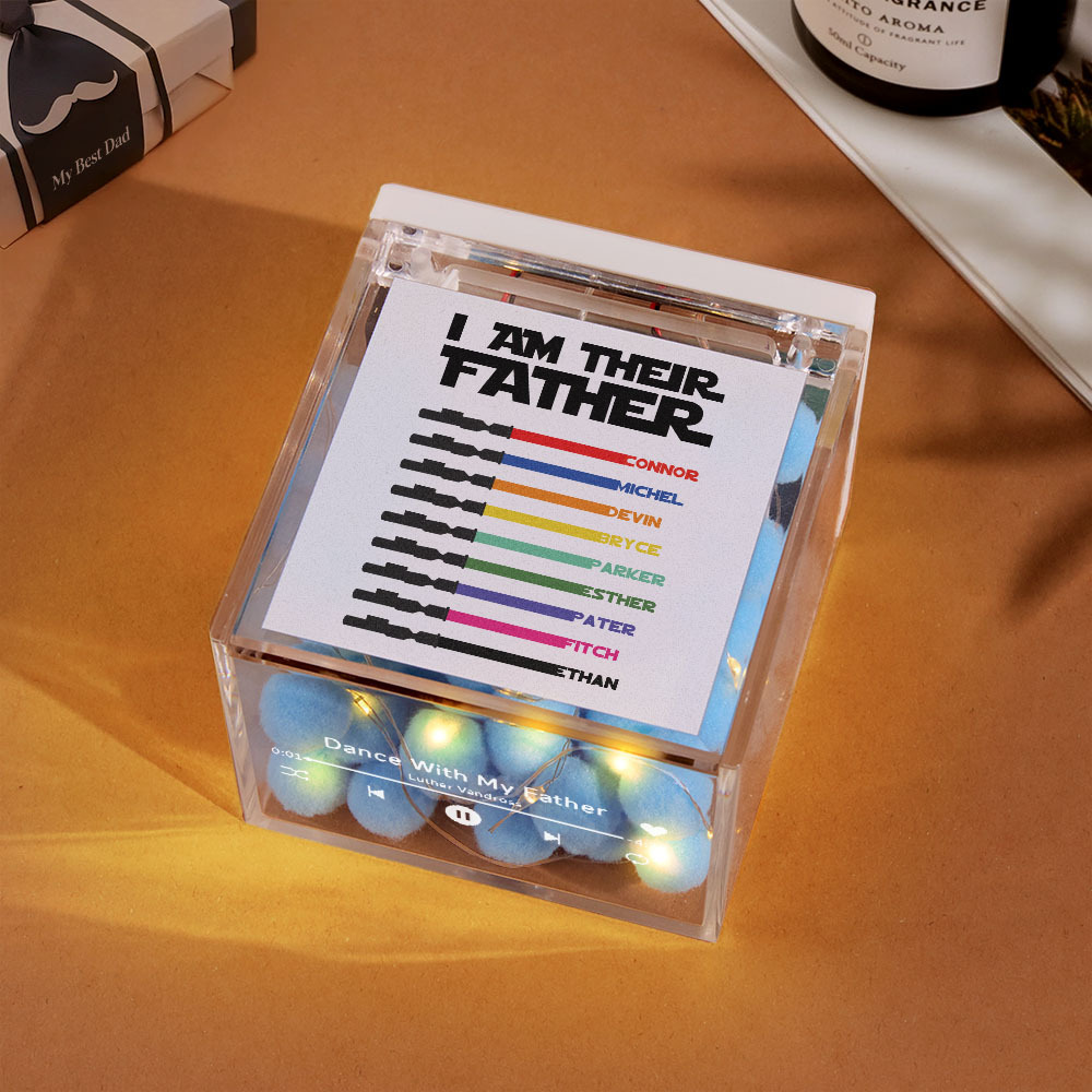 Personalized Light Saber Mini Vinyl Record Player I Am Their Father Acrylic Custom Automatic Music Player Gift for Dad On Father's Day - MyPhotoSocksAu