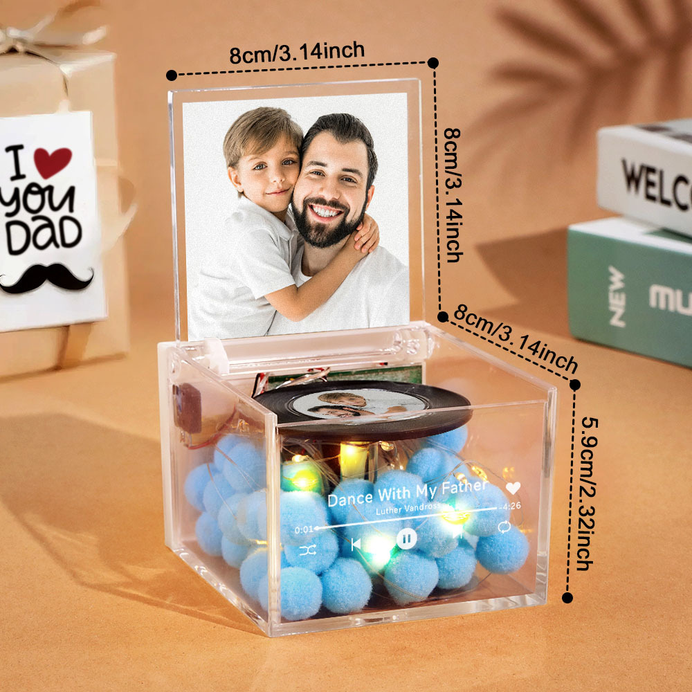 Custom Mini Vinyl Record Player Automatic Music Player Golden Silver Moon Phase Style Best Dad Ever Style For Father's Day - MyPhotoSocksAu