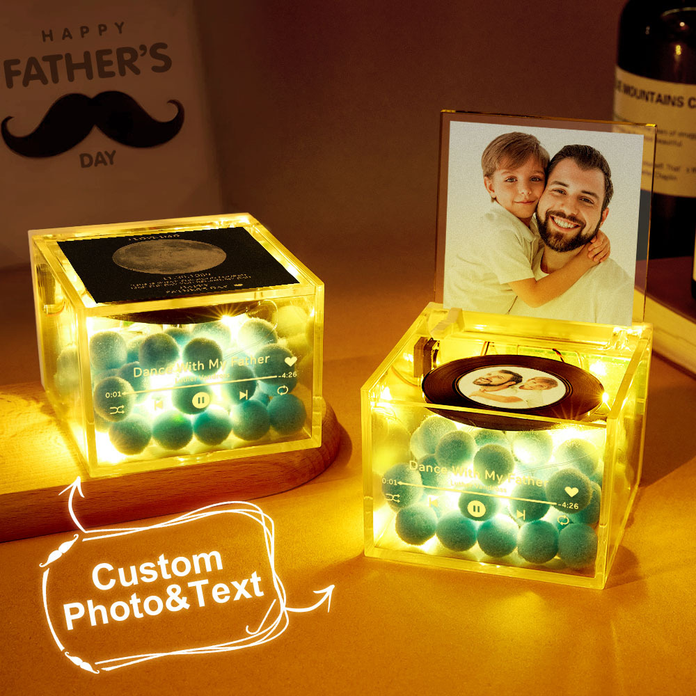 Custom Mini Vinyl Record Player Automatic Music Player Golden Silver Moon Phase Style Best Dad Ever Style For Father's Day - MyPhotoSocksAu