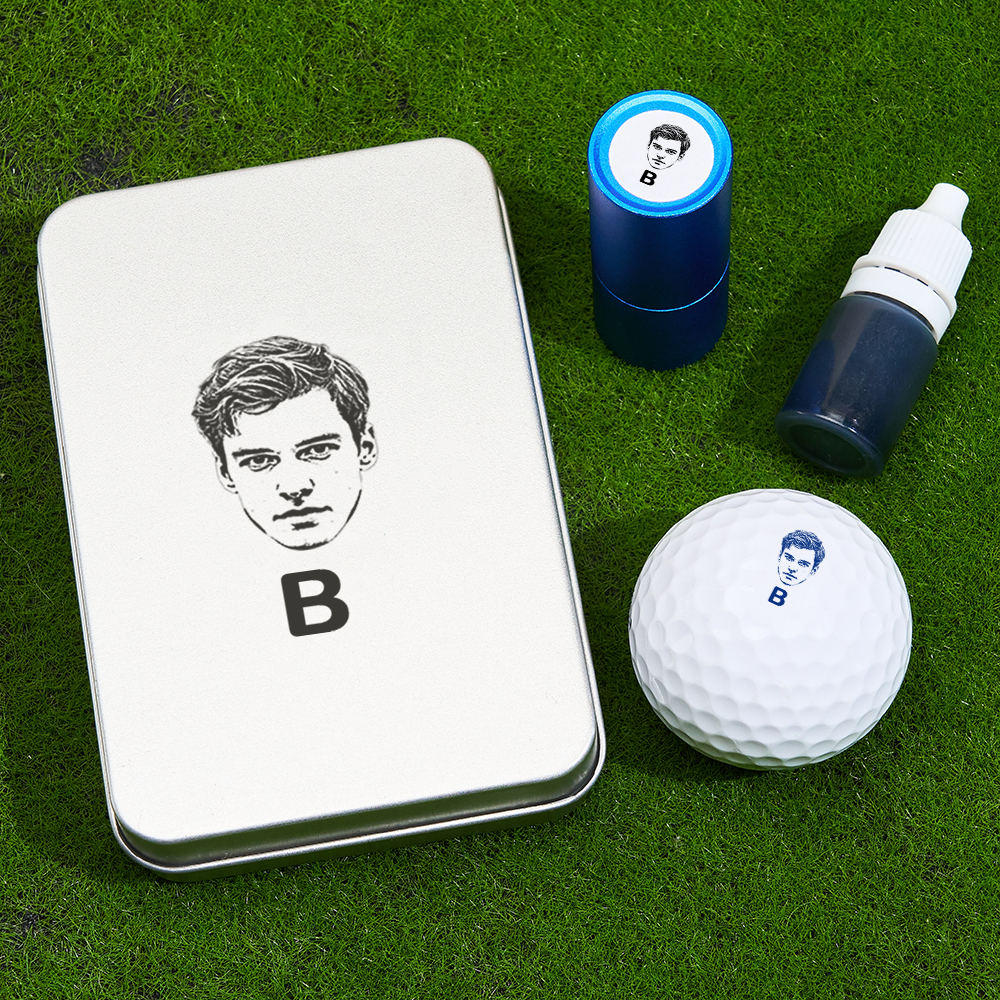 Father's Day Gift Personalized Photo Golf Ball Stamp with Metal Storage Box for Golf Player - MyPhotoSocksAu