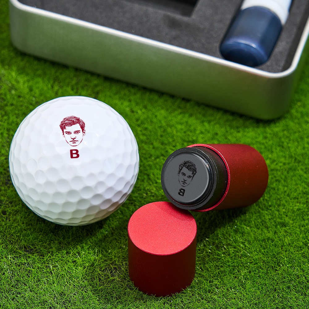 Father's Day Gift Personalized Photo Golf Ball Stamp with Metal Storage Box for Golf Player - MyPhotoSocksAu