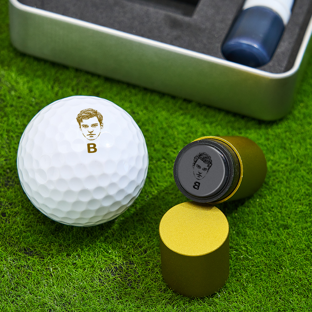 Father's Day Gift Personalized Photo Golf Ball Stamp with Metal Storage Box for Golf Player - MyPhotoSocksAu