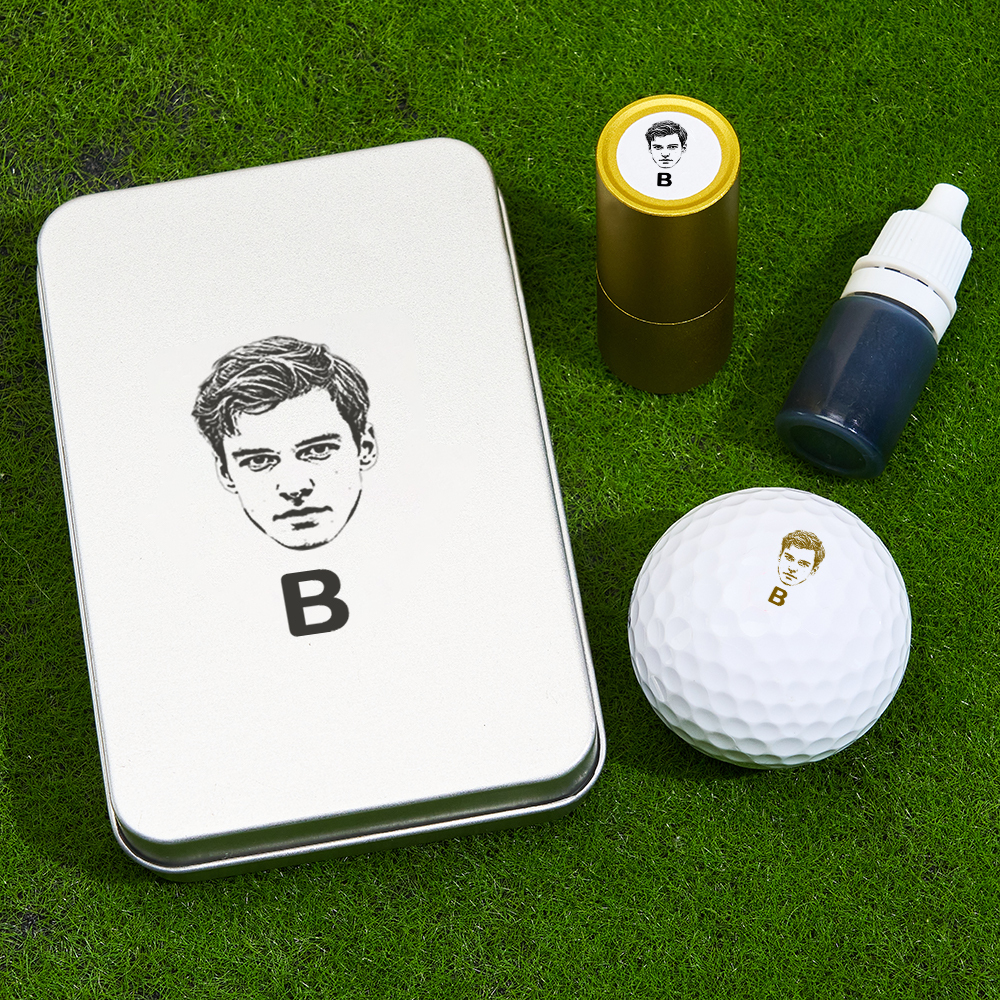 Father's Day Gift Personalized Photo Golf Ball Stamp with Metal Storage Box for Golf Player - MyPhotoSocksAu