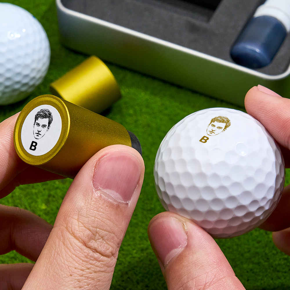 Father's Day Gift Personalized Photo Golf Ball Stamp with Metal Storage Box for Golf Player - MyPhotoSocksAu