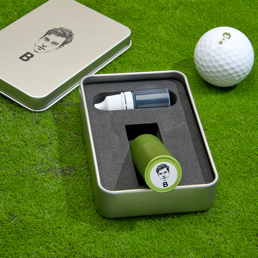 Father's Day Gift Personalized Photo Golf Ball Stamp with Metal Storage Box for Golf Player - MyPhotoSocksAu